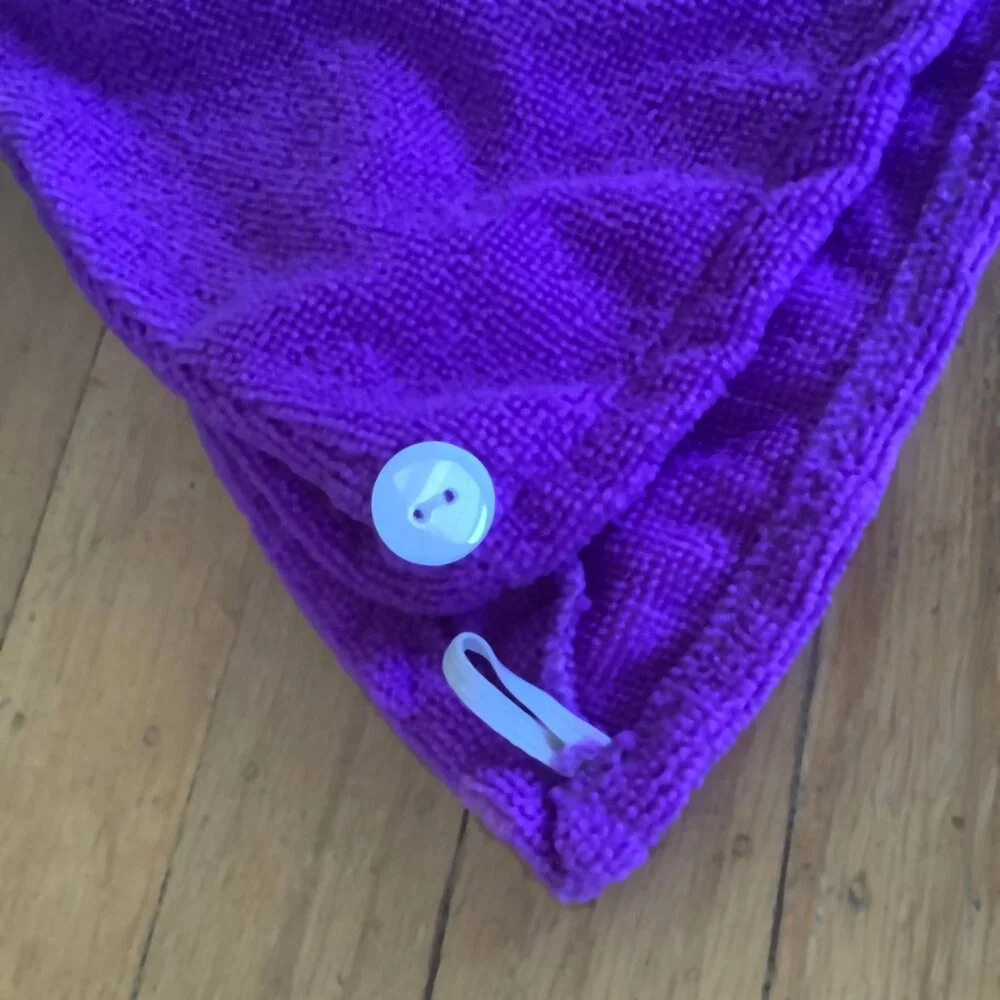 Lot of 4 Polyester Hair Towels -  3 Cream & 1 Purple